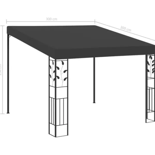 Telte & Lysthuse^Vægmonteret pavillon 3x3x2,5 m - Havepavillon | Farve: Antracitgrå