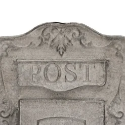 Best Vægmonteret postkasse, antik/vintage-stil i metal, grå, til have og udendørs brug Postkasser & Brevindkast