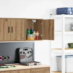 Clearance Vægskab til garage - Stabilt konstrueret træ | Farve: Natur | Størrelse: 80x30x90 cm Skure, Garager & Carports