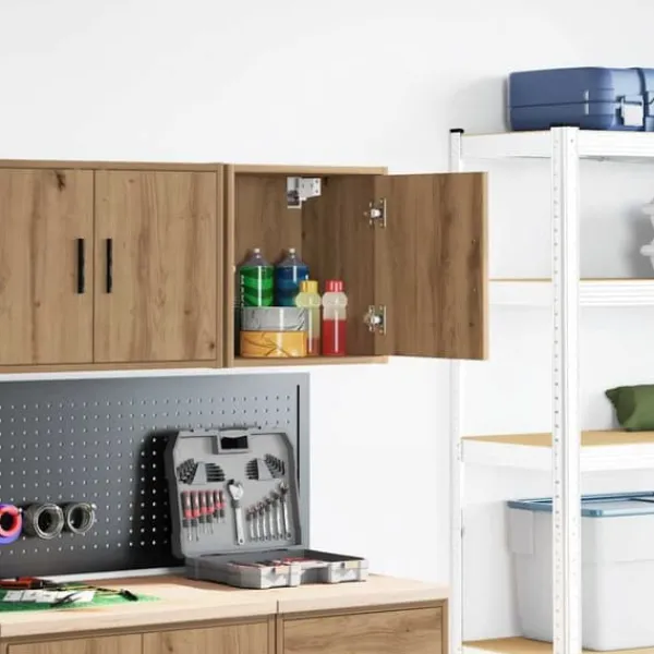 Clearance Vægskab til garage - Stabilt konstrueret træ | Farve: Natur | Størrelse: 80x30x90 cm Skure, Garager & Carports