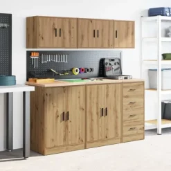 Clearance Vægskab til garage - Stabilt konstrueret træ | Farve: Natur | Størrelse: 80x30x90 cm Skure, Garager & Carports