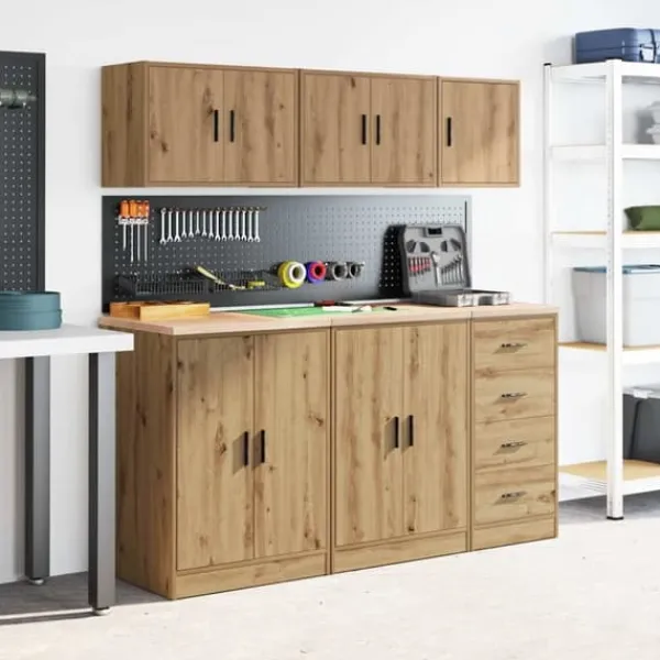Clearance Vægskab til garage - Stabilt konstrueret træ | Farve: Natur | Størrelse: 80x30x90 cm Skure, Garager & Carports