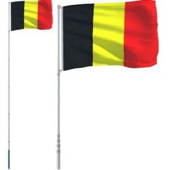 Clearance Belgien flag og flagstang 5,55 m aluminium Flag & Vindposer