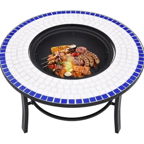 Sale bålfad mosaik 68 cm keramik blå og hvid - Ildsteder Pejse
