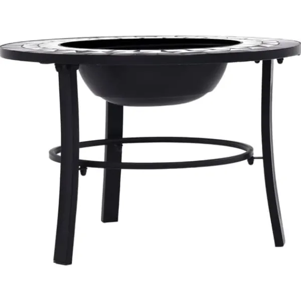 vidaXL Pejse^bålfad mosaik 68 cm keramik sort og hvid - Ildsteder