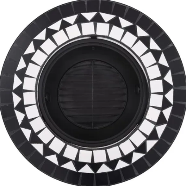 vidaXL Pejse^bålfad mosaik 68 cm keramik sort og hvid - Ildsteder