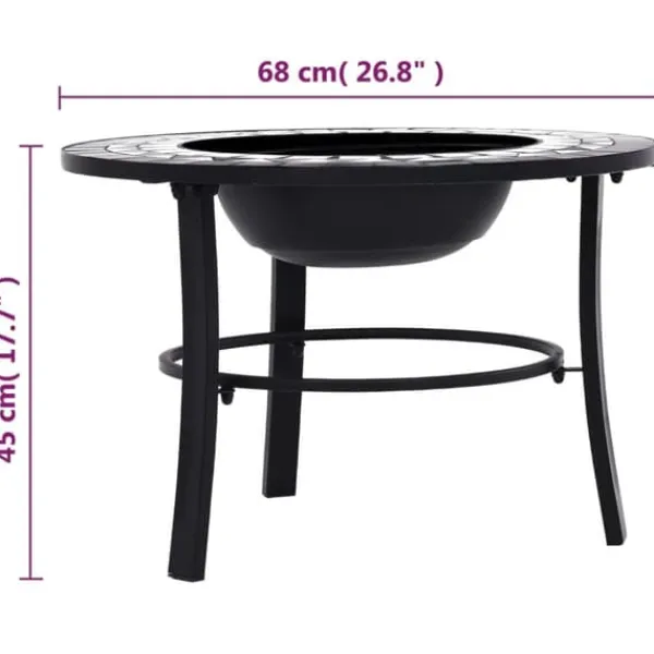 vidaXL Pejse^bålfad mosaik 68 cm keramik sort og hvid - Ildsteder