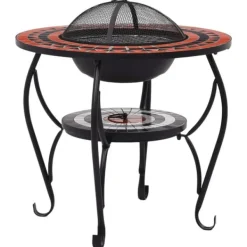 Clearance bålfad mosaik 68 cm keramik terracottafarvet og hvid - Ildsteder Pejse