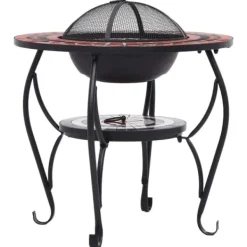 Clearance bålfad mosaik 68 cm keramik terracottafarvet og hvid - Ildsteder Pejse