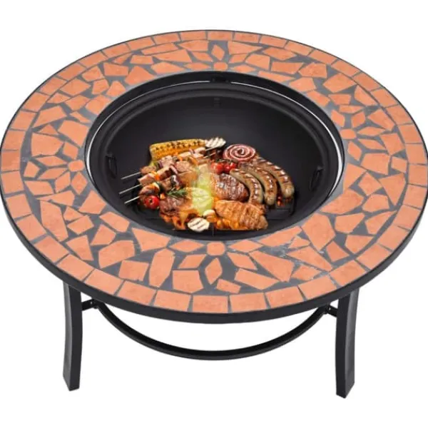 vidaXL Pejse^bålfad mosaik 68 cm keramik terracottafarvet - Ildsteder