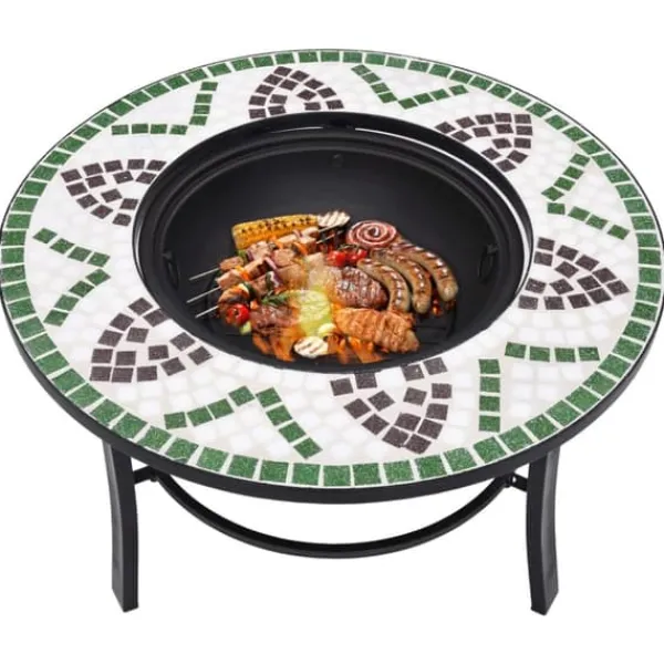vidaXL Pejse^bålfad mosaik 68 cm keramik grøn - Ildsteder