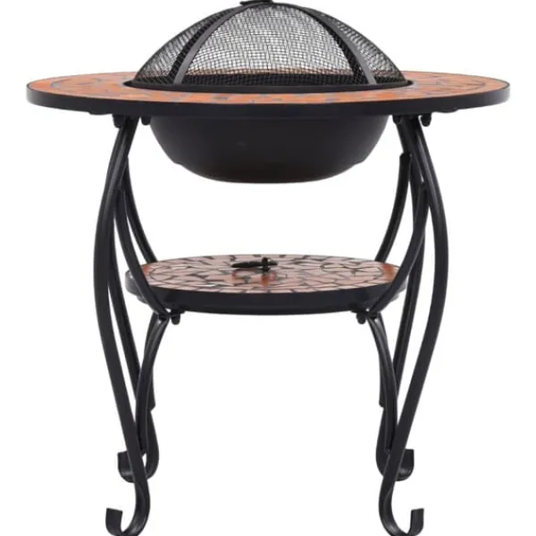 vidaXL Pejse^bålfad mosaik 68 cm keramik terracottafarvet - Ildsteder