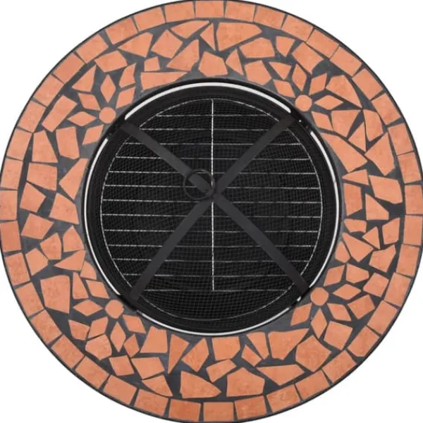vidaXL Pejse^bålfad mosaik 68 cm keramik terracottafarvet - Ildsteder