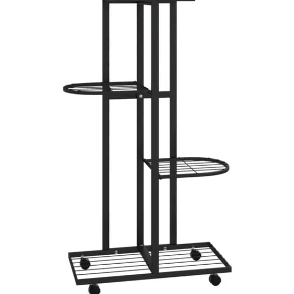 vidaXL Plantestativer^blomsterstativ 4 niveauer med hjul 44x23x80 cm jern sort - Planteborde