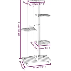vidaXL Plantestativer^blomsterstativ 5 niveauer med hjul 44x23x100 cm jern sort - Planteborde
