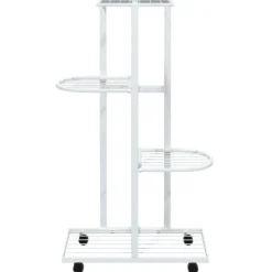 vidaXL Plantestativer^blomsterstativ 4 niveauer med hjul 44x23x80 cm jern hvid - Planteborde