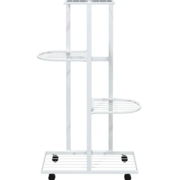 vidaXL Plantestativer^blomsterstativ 4 niveauer med hjul 44x23x80 cm jern hvid - Planteborde
