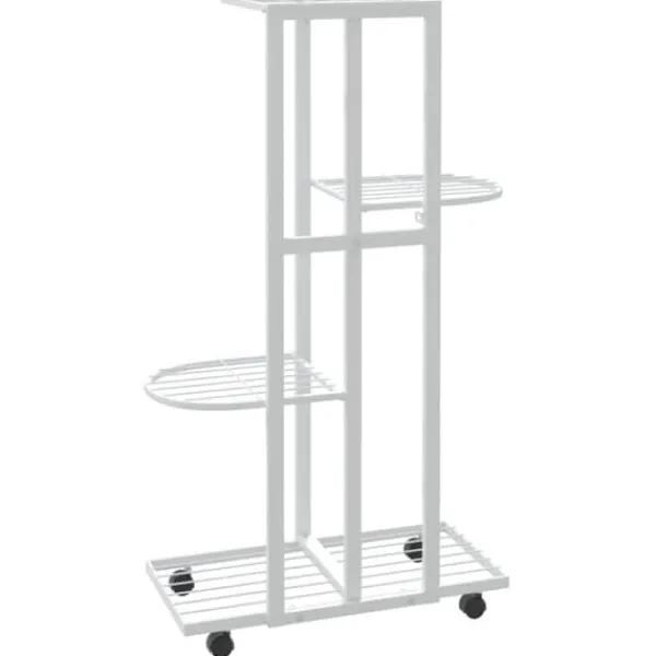vidaXL Plantestativer^blomsterstativ 4 niveauer med hjul 44x23x80 cm jern hvid - Planteborde