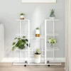 vidaXL Plantestativer^blomsterstativ med hjul 94,5x24,5x91,5 cm jern hvid - Planteborde