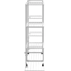 vidaXL Plantestativer^blomsterstativ med hjul 94,5x24,5x91,5 cm jern hvid - Planteborde