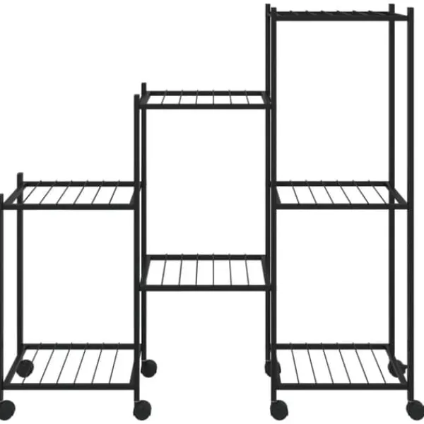 vidaXL Plantestativer^blomsterstativ med hjul 83x25x83,5 cm jern sort - Planteborde