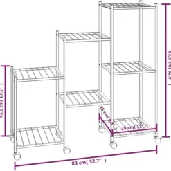 vidaXL Plantestativer^blomsterstativ med hjul 83x25x83,5 cm jern sort - Planteborde