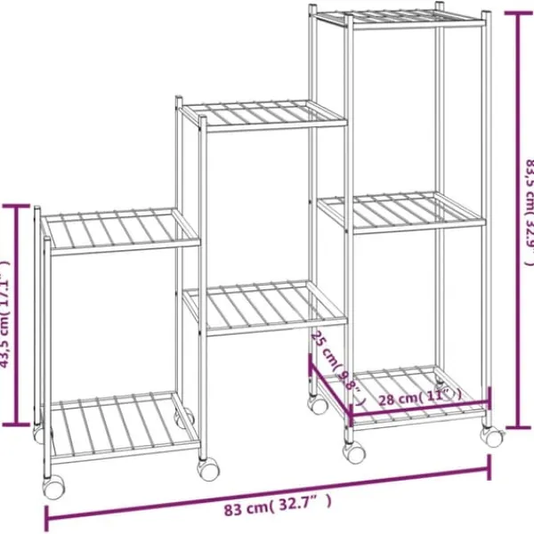 vidaXL Plantestativer^blomsterstativ med hjul 83x25x83,5 cm jern sort - Planteborde