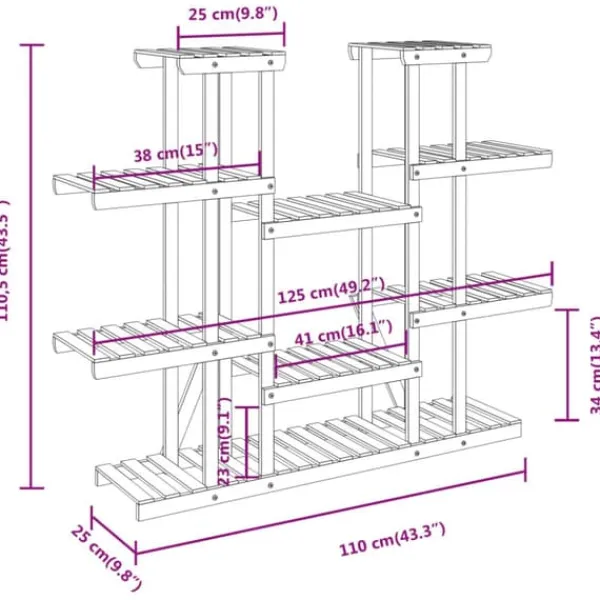 vidaXL Plantestativer^blomsterstativ 110x25x110,5 cm massivt fyrretræ - Planteborde