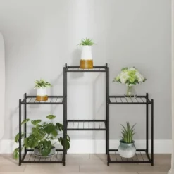 Discount blomsterstativ 83x25x60 cm jern sort - Planteborde Plantestativer