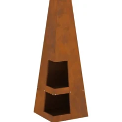 vidaXL Brændeovne^Bålsted Brun 35 x 35 x 100 cm Forvitret stål