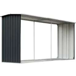 vidaXL Skure, Garager & Carports^brændeskur 330 x 92 x 153 cm galvaniseret stål antracitgrå