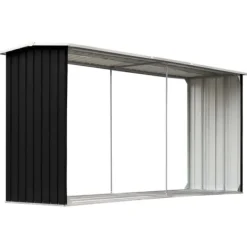 vidaXL Tilbehør Til Brændeovne & Pejse^brændeskur 330 x 92 x 153 cm galvaniseret stål antracitgrå - Brændekurve – tilbehør