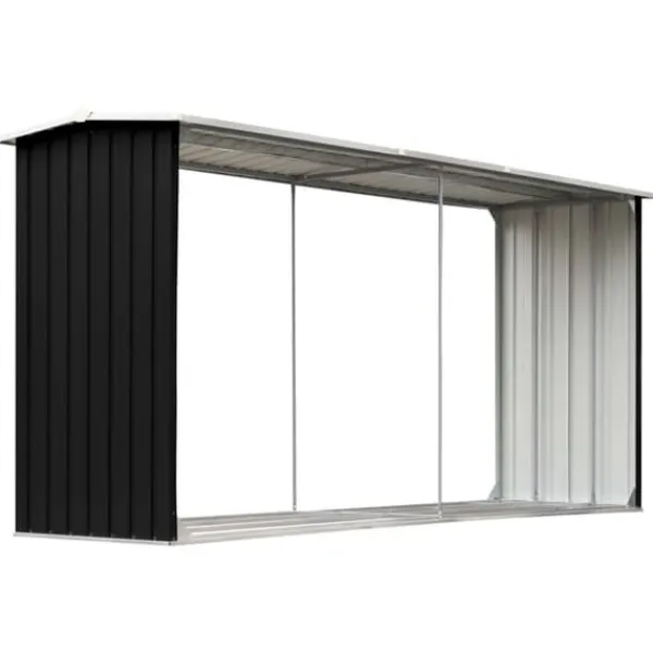 vidaXL Tilbehør Til Brændeovne & Pejse^brændeskur 330 x 92 x 153 cm galvaniseret stål antracitgrå - Brændekurve – tilbehør