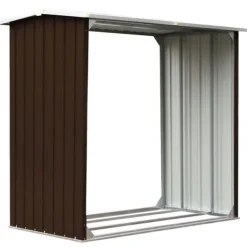 Discount brændeskur 172 x 91 x 154 cm galvaniseret stål brun - Brændekurve – tilbehør Tilbehør Til Brændeovne & Pejse
