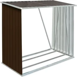 Outlet brændeskur til haven 163x83x154 cm galvaniseret stål brun - Brændekurve – tilbehør Tilbehør Til Brændeovne & Pejse