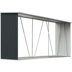 Clearance brændeskur til haven 330x84x152 cm galvaniseret stål antracitgrå Skure, Garager & Carports