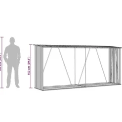 Clearance brændeskur til haven 330x84x152 cm galvaniseret stål antracitgrå Skure, Garager & Carports