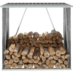 vidaXL Skure, Garager & Carports^brændeskur til haven galvaniseret stål 163 x 83 x 154 cm grå