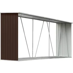 vidaXL Skure, Garager & Carports^brændeskur til haven 330x84x152 cm galvaniseret stål brun