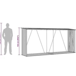 vidaXL Skure, Garager & Carports^brændeskur til haven 330x84x152 cm galvaniseret stål brun