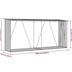 vidaXL Skure, Garager & Carports^brændeskur til haven 330x84x152 cm galvaniseret stål brun