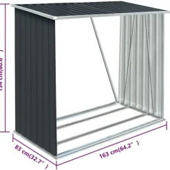 Outlet brændeskur til haven 163x83x154 cm galvaniseret stål antracitgrå Skure, Garager & Carports