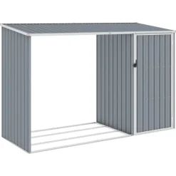 vidaXL Skure, Garager & Carports^brændeskur 245x98x159 cm galvaniseret stål grå - Skure & Redskabsskure