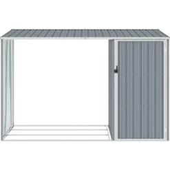 vidaXL Skure, Garager & Carports^brændeskur 245x98x159 cm galvaniseret stål grå - Skure & Redskabsskure