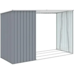 vidaXL Skure, Garager & Carports^brændeskur 245x98x159 cm galvaniseret stål grå - Skure & Redskabsskure
