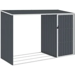 Hot brændeskur 245x98x159 cm galvaniseret stål antracitgrå - Skure & Redskabsskure Skure, Garager & Carports
