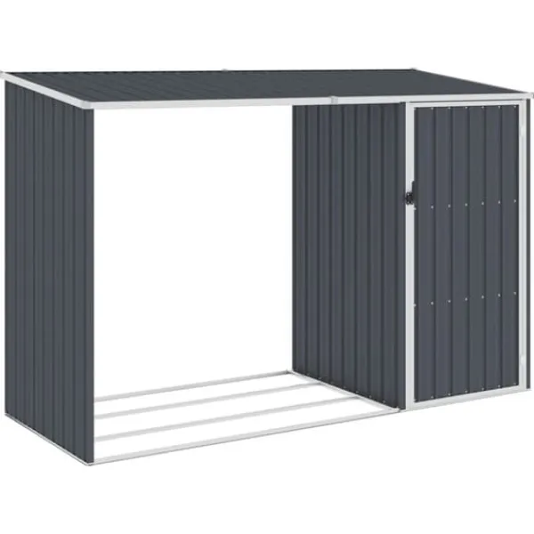 Hot brændeskur 245x98x159 cm galvaniseret stål antracitgrå - Skure & Redskabsskure Skure, Garager & Carports
