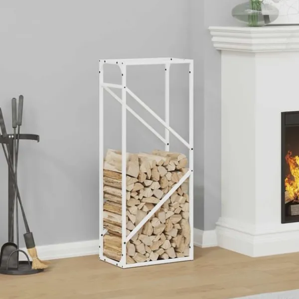 vidaXL Tilbehør Til Brændeovne & Pejse^brændestativ 40x25x100 cm koldvalset stål hvid
