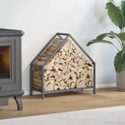 Online brændestativ 60x25x60 cm koldvalset stål antracitgrå Tilbehør Til Brændeovne & Pejse