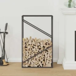 Hot brændestativ 60x25x100 cm koldvalset stål sort Tilbehør Til Brændeovne & Pejse